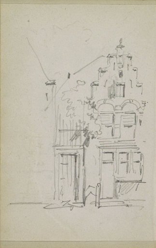 View of a building with a stepped gable