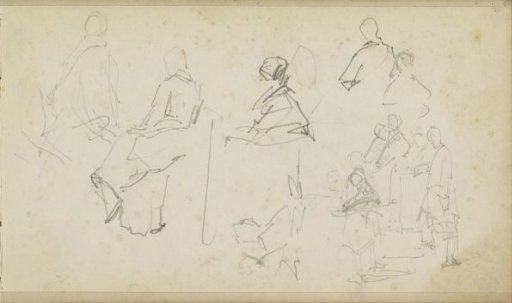 Seated Figures, Probably on Church Benches