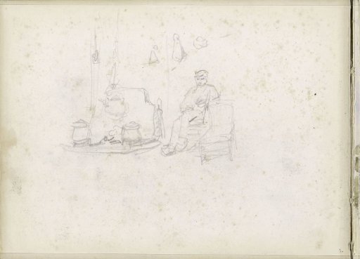 Seated Man by a Stove in an Interior