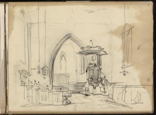 Interior, probably of a church
