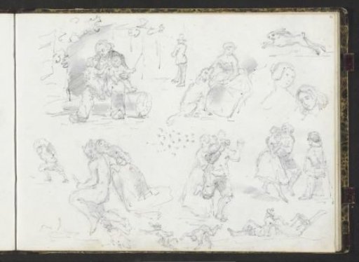 Study sheet with lovers' pairs and a family group