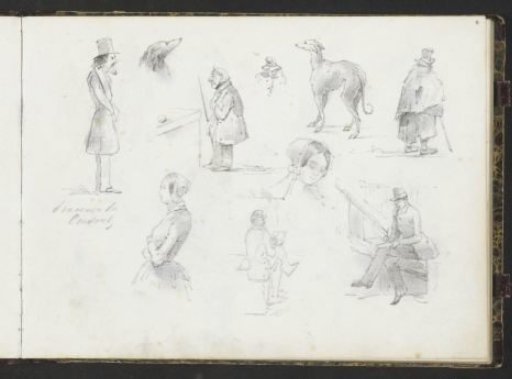 Study sheet with figures and dogs