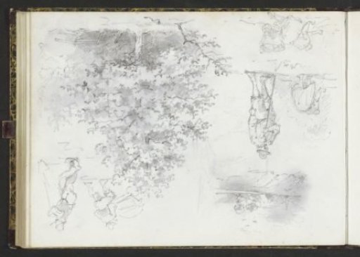 Study sheet with peasants, potato diggers and landscapes