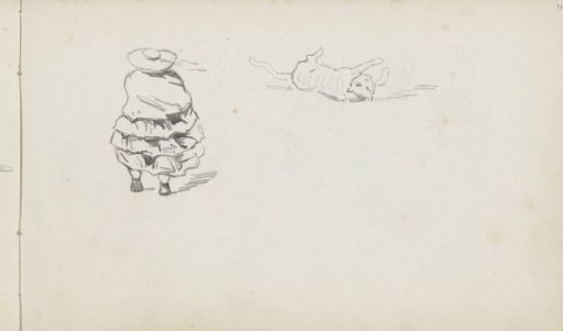 Girl with Hat and a Reclining Cat