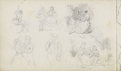 Study Sheet with Lovers, a Standing Man, and a Toasting Woman