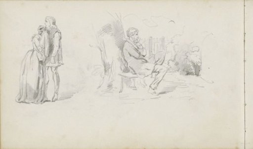 Seated Man Under a Tree and a Weeping Woman
