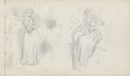 Standing and Sitting Young Woman