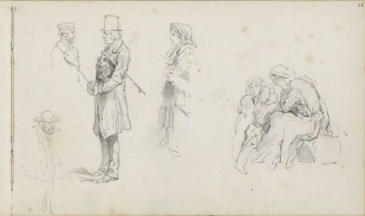 Study sheet with men, women, and children