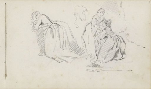 A woman leaning forward and a woman and girl