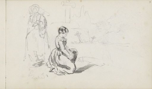 Kneeling Girl at a Cemetery