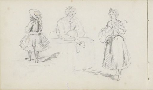 Girl with Hat, Woman with a Cloth, and a Guitar Player