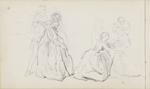 Lovers and a Kneeling Woman