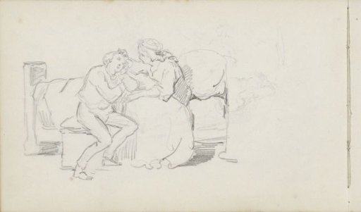 Seated Boy at the Bed of a Girl