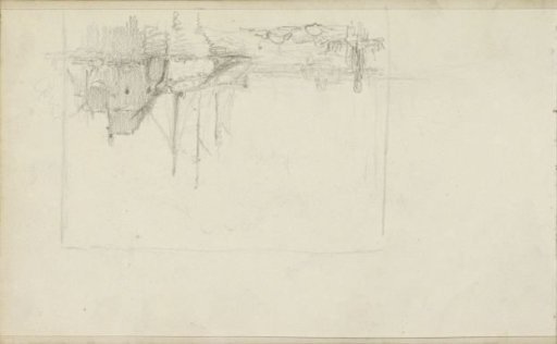 River landscape with a moored sailing ship