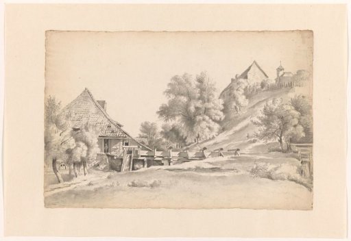 Landscape with a watermill and a small church