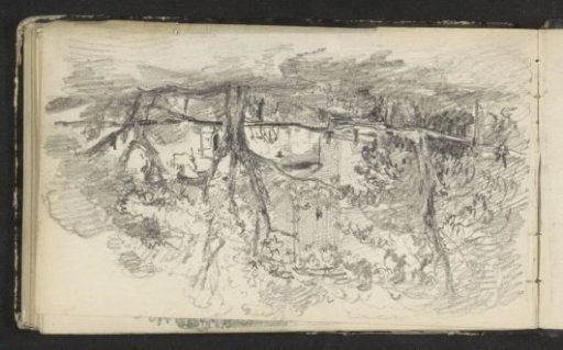 Landscape with trees and a house