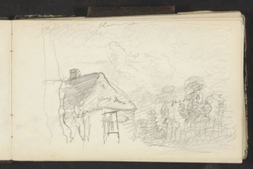 House with a Gabled Roof and a Chimney Among the Trees