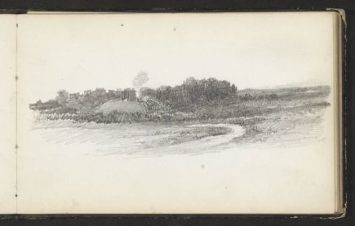 River landscape with a house with a smoking chimney