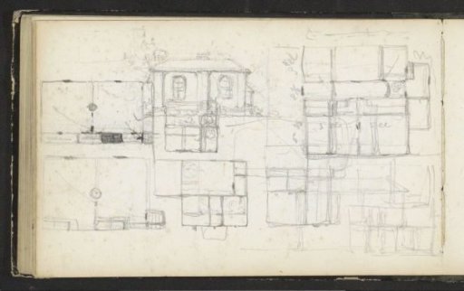 Side view and a design for the floor plan of Villa Grada