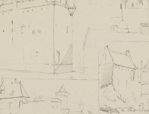 Study sheet with fortified buildings