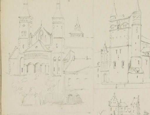 Study sheet with the Basilica of Saint Servatius and the Basilica of Our Lady of the Assumption in Maastricht