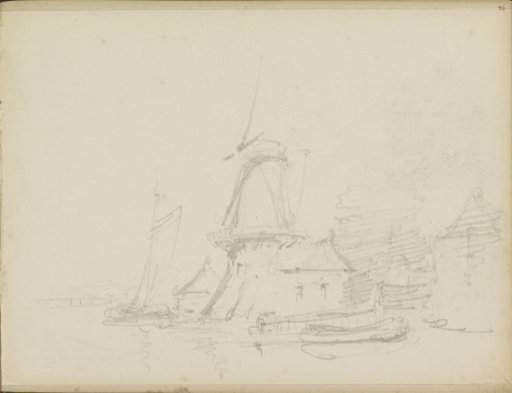 River landscape with a mill