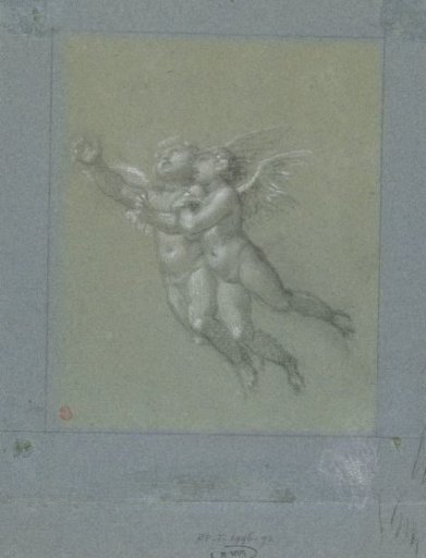 Two flying putti
