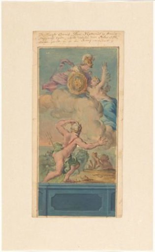 Design for a wall painting with Coronis and Minerva