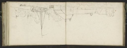 River view with a moored sailing ship