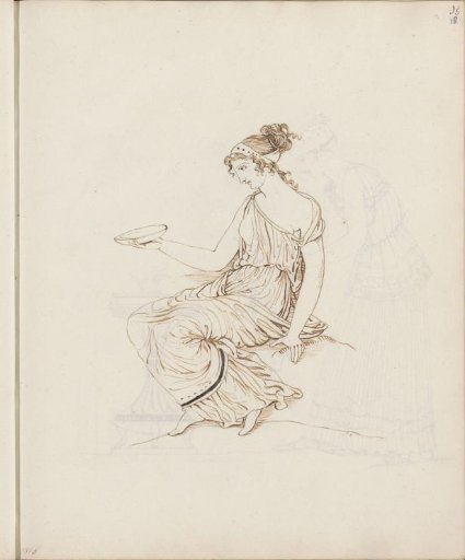 Seated woman with a bowl in her hand, after the antique