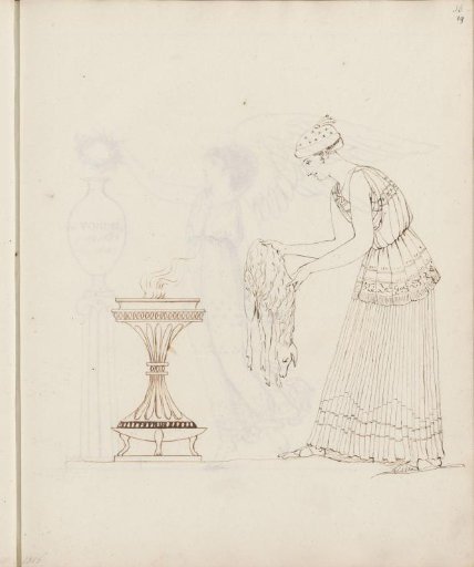 Woman offering a sheepskin, after the antique