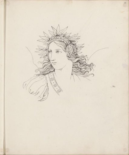 Woman with a laurel wreath and ears of corn in her hair