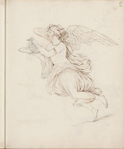 Winged figure with a jug on a tray