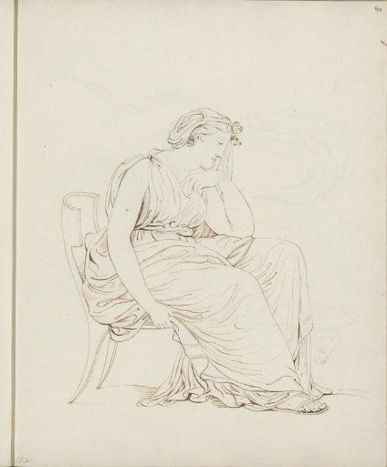 Seated woman in a mourning pose