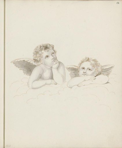 Two cherubs after a detail from Raphael's 'Sistine Madonna'