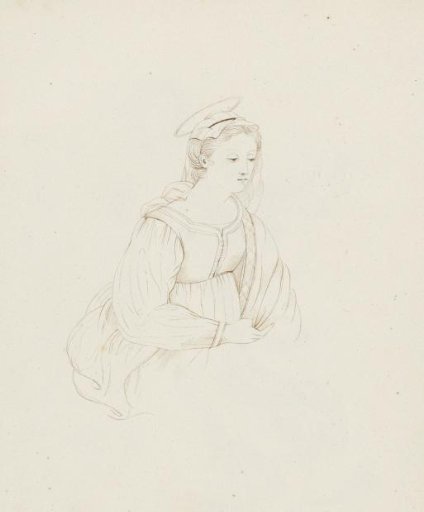 Seated woman in sixteenth-century clothing