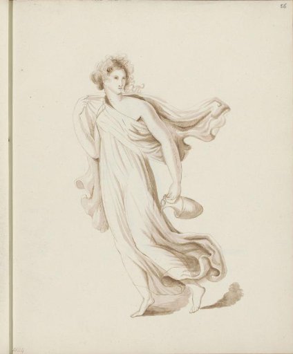 Walking woman in a toga with a jug