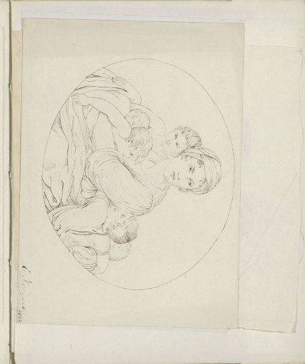 Mother with Five Children in an Oval