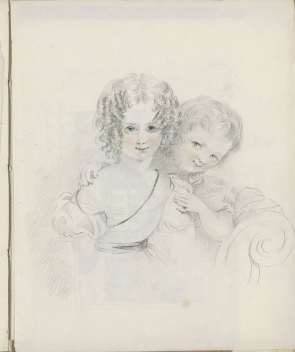 Portrait of Two Girls on a Bench