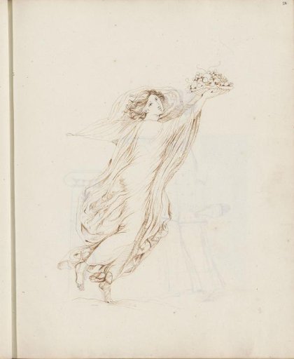Woman in a toga holding a fruit bowl