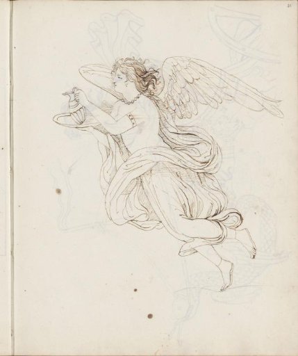 Winged figure with a jug on a tray