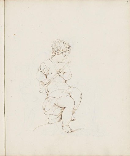 Putto playing a flute