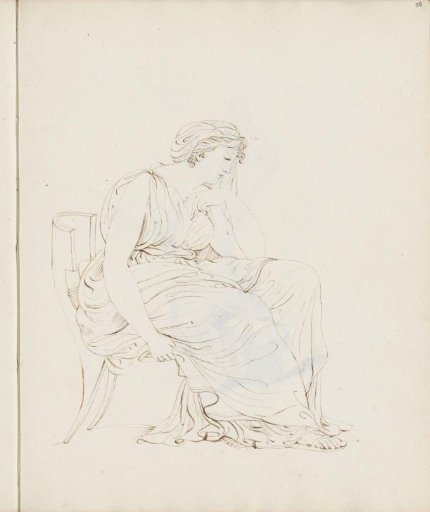 Seated woman in a mournful pose