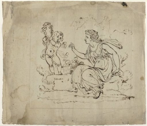 Arcadian scene with a woman and a putto