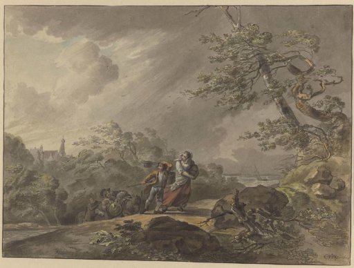 Travelers Attacked by a Storm near Doorwerth Castle