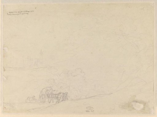 Travelers in a Covered Wagon Crossing a River