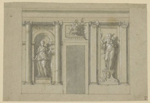 Design for a Wall Decoration with Two Allegorical Figures