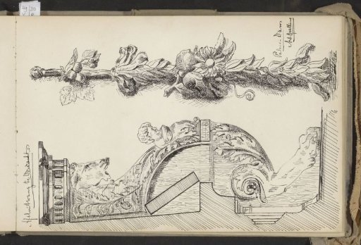 Wood carving of a partition wall in the Great Church in Dordrecht and ornamental sculpture from the Palace on the Dam