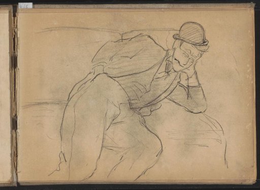 Man with a hat lying on a bench