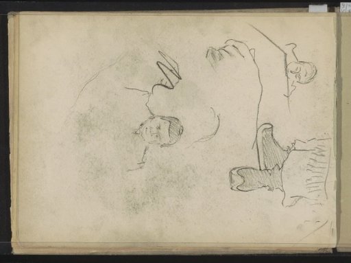 Figures, a hand and feet in shoes